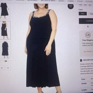 NWT Alex Evenings Navy w/ Silver Sequins Beads Formal Mother of  Bride Dress 24